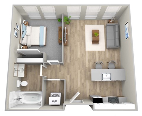 a1 floor plan at the crossings at white marsh apartments in white marsh, md at Napoleon Apartments, Tacoma